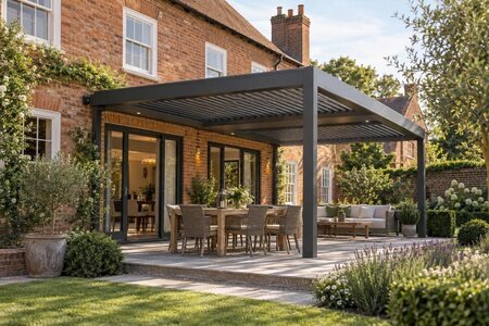 Pergola till ett klassiskt tegelhus – så får du helheten att stämma